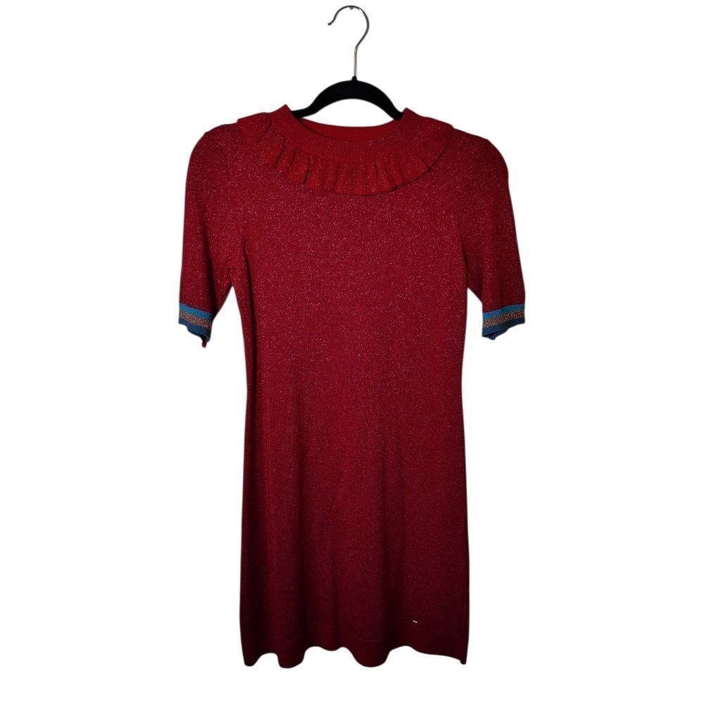 Ted Baker Red Knit Metallic Sheath Dress Women's Size 0